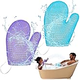 Karenhi 2 Pcs Honeycomb Exfoliating Glove Bath Mitt Body Spa Scrubber, Honeycomb Exfoliator Glove for Body Shower, Scrubber Sponge Shower Loofah, Quick Drying(Blue,purple)
