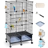 VISCOO Upgraded Encrypted Metal 46-Inch Bird Cage for Parrot Parakeets | Parakeet Cage with Wooden Perches, Slide-Out Tray, Water Bottle&amp;Feeder for Cockatiel,Lovebird,Small Mid-Sized Birds