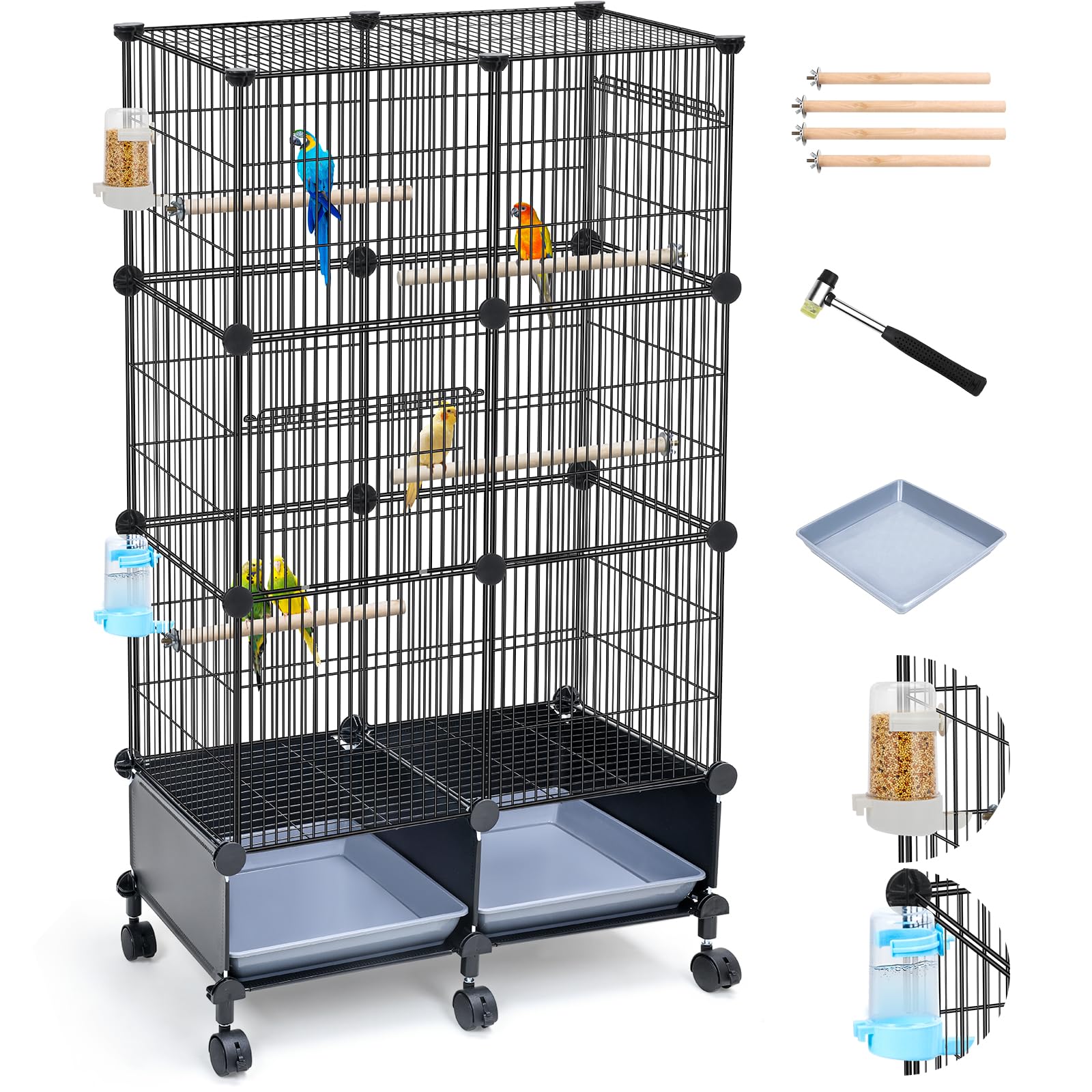 Photo 1 of VISCOO Upgraded Encrypted 46-Inch Bird Cage, with Wooden Perches, Metal Parakeet Cage with Slide-Out Tray, Water Bottle&Feeder, Bird Cages for Parrot,Parakeets,Cockatiel,Lovebird,Small Mid-Sized Birds