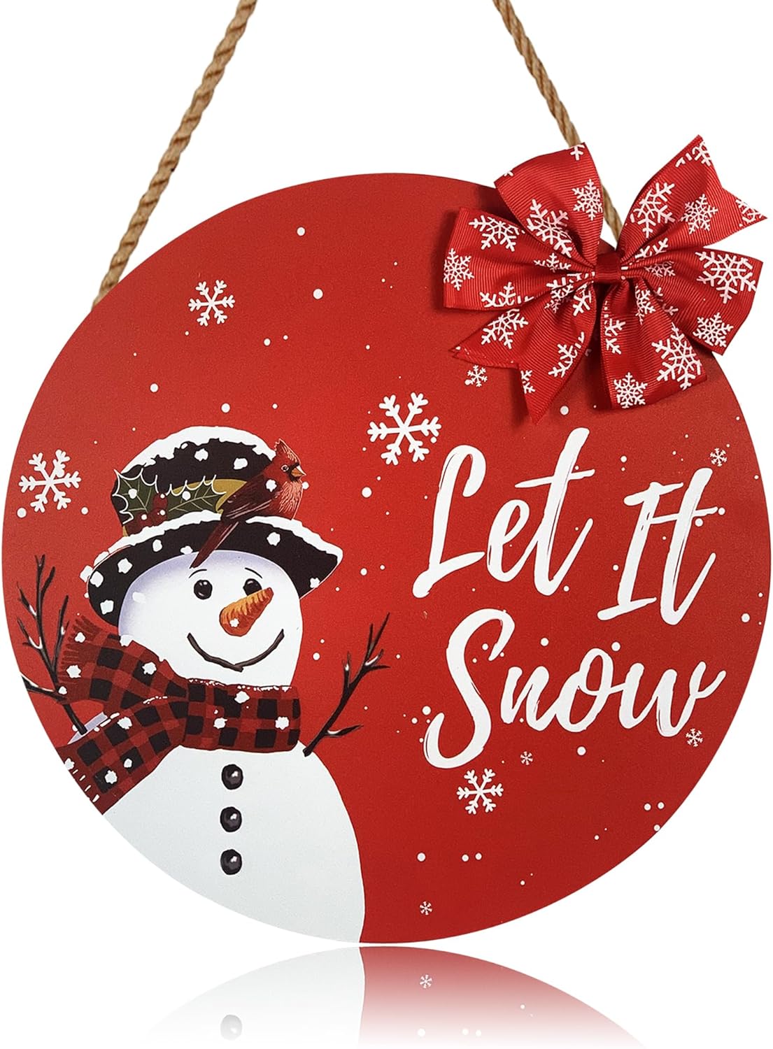 Wreath Hangers - Let it Snow Decor Snowman Door Sign Front Door Decor Wall Hanging Decoration Xmas Wood Door Hanger for Outdoor Porch Indoor 12in