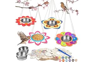 Fennoral 4 Pack Bird Feeder Kits for Kids Make Your Own Bird Feeders Wooden Art and Craft for Girls Boys Ornaments DIY to Paint Bird Feeders Craft for Summer Garden Outdoor Spring Activities Project
