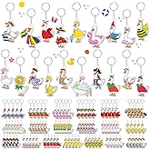 100 Pcs Silly Goose Keychains Bulk, Cute Funny Acrylic Silly Goose Duck Keychains, Valentine's Day Gifts for Animal Lovers, Tropical Carnival Birthday Party, Classroom Rewards, Goodie Bag Fillers