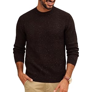 PJ PAUL JONES Mens Crewneck Sweater Casual Knit Pullover Sweaters | Lightweight Warm, Soft Stretch Knitted, Colorful Dots Sty