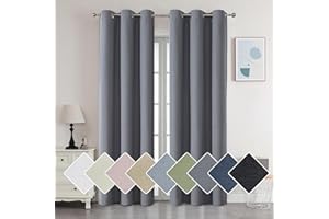 Aiyufeng Nika 100% Grey Blackout Curtains 84 Inches Length 2 Panels Set, Thermal Insulated Energy Efficiency Drapes, Solid Grommet Warm Curtains Blackout - Curtains for Sliding Glass Door, (38x84In)