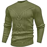 SAVKOOV Men's Pullover Long Sleeve Crewneck Knitted Sweater