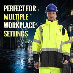 SKSAFETY Hi Vis Reflective Work Rain Jacket for Men