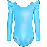 Nymphperi Gymnastics Leotards for Girls Ruffle Long Sleeve Practice Outfits Kids Dance Bodysuits