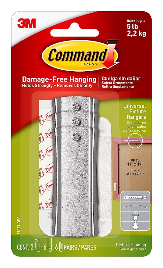 Command Universal Metal Picure Hanger,1 Hanger and 2 Strips,Self