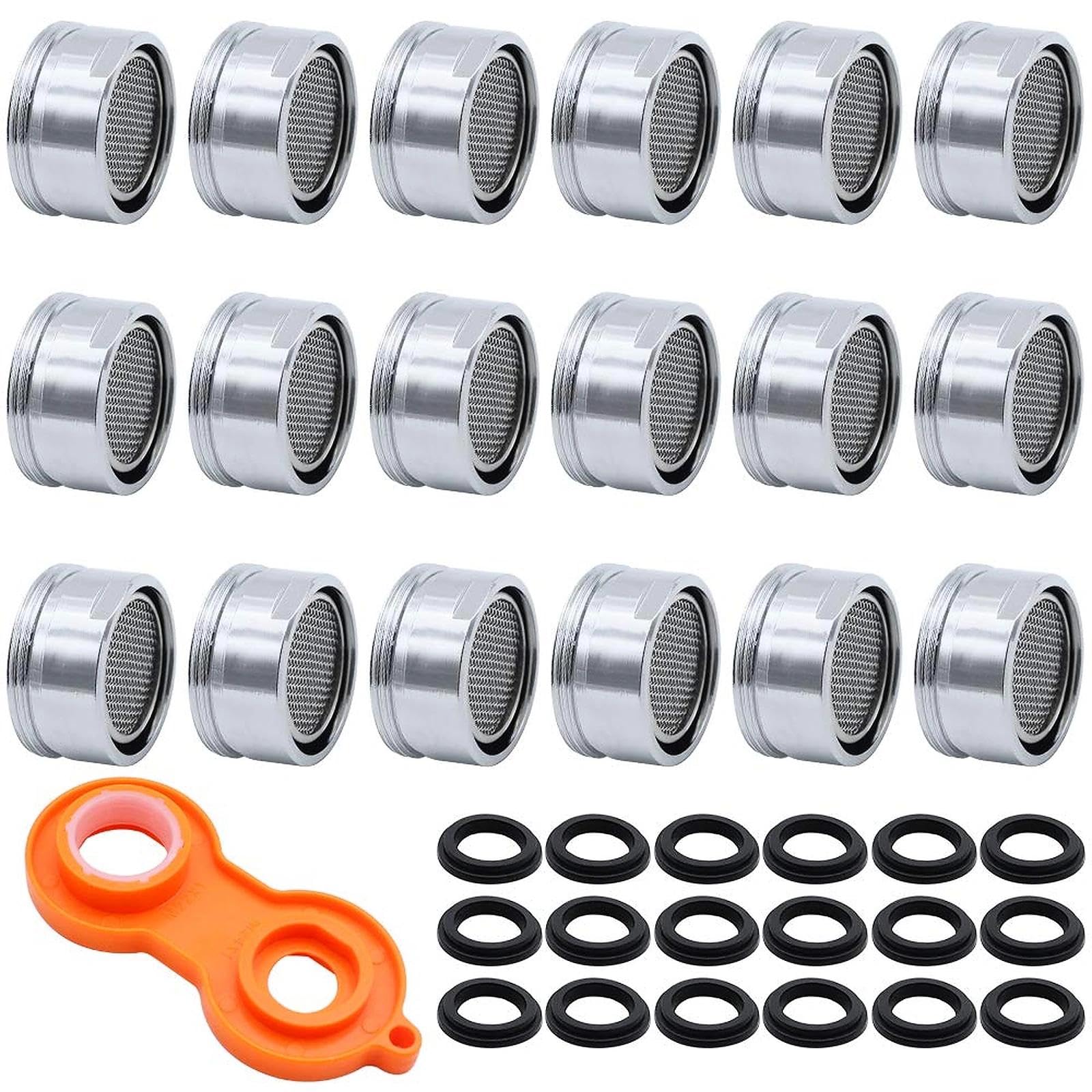 24mm Stainless Steel Faucet Tap Aerator 18 Pieces External Thread Replacement Tap Spout Aerator Nozzle Used in Kitchen Bathtub Sink Pressurized Tap