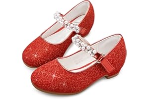 Stelle Girls Dress Shoes White Flower Girl Shoe Mary Jane Low Heels for Wedding (Toddler/Little/Big Kid)