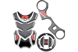 REVSOSTAR Real Carbon Fibre Gas Cap, Tank Pad,Triple Tree Front End Upper, Top Clamp Decal Stickers, Tank Pad, Tank Protector