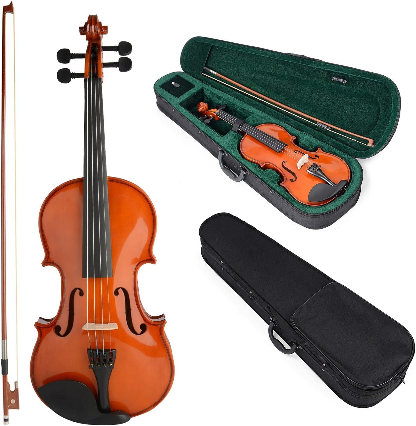 4/4 Full Size Beginners Acoustic Violin Set With Case Bow Rosin Bridge