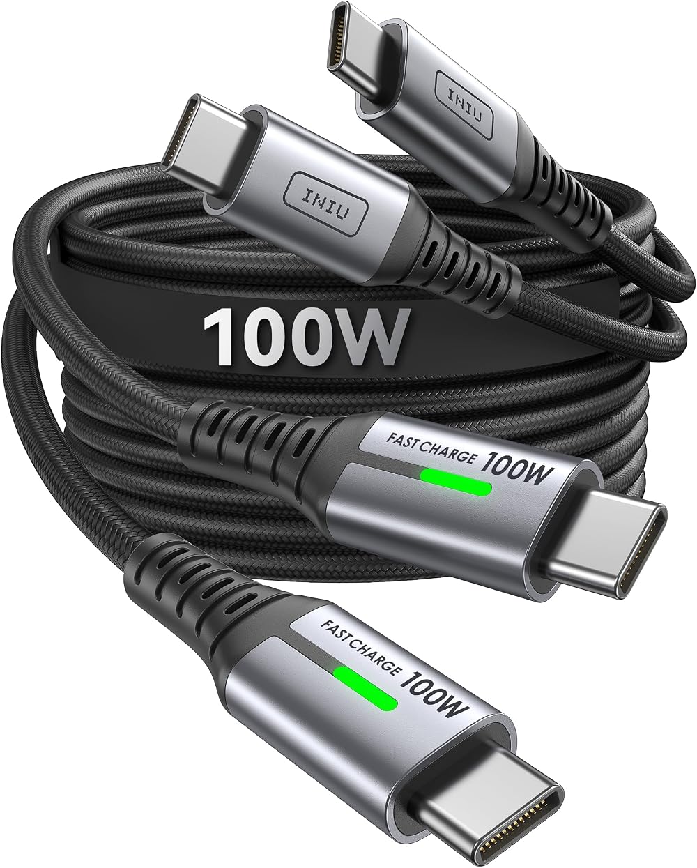 INIU USB C to USB C Cable 2 Pack 1m 100W PD Fast Charge Braided