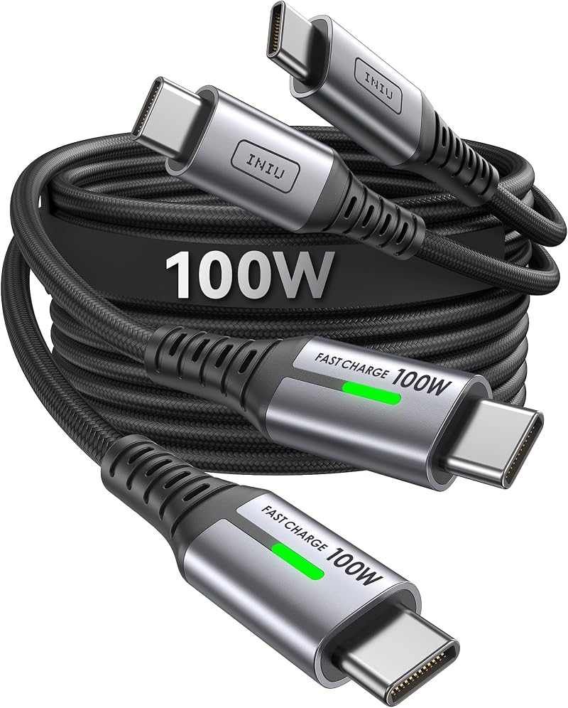 INIU USB C to USB C Cable 2 Pack 1m 100W PD Fast Charge Braided