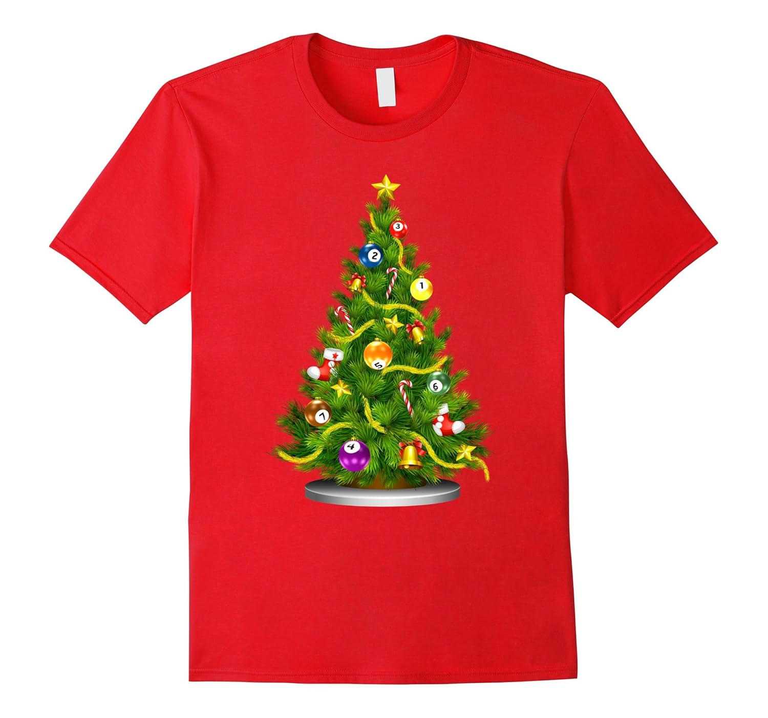 Snooker Ball Christmas Tree Shirt Billiards Pool Player Gift-Rose