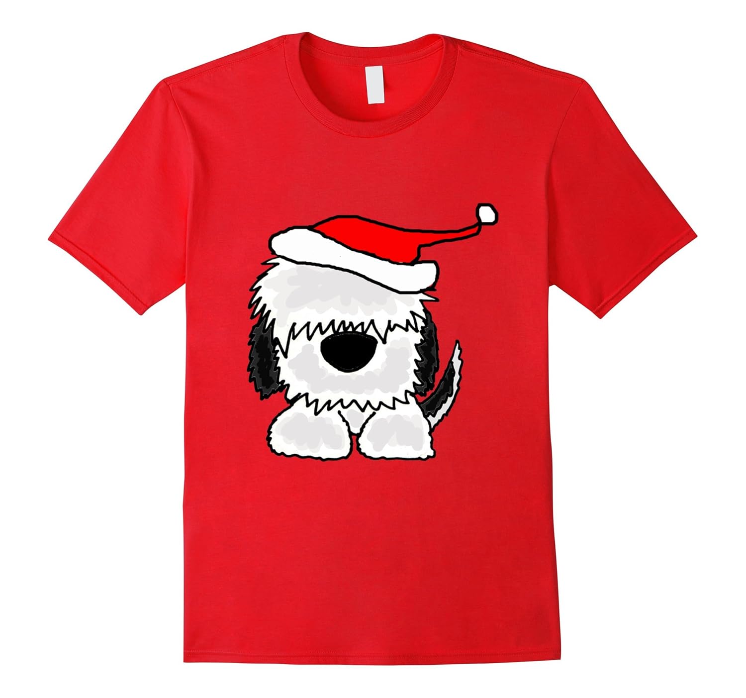 Christmas Adorable Old English Sheepdog Art T-Shirt-ANZ