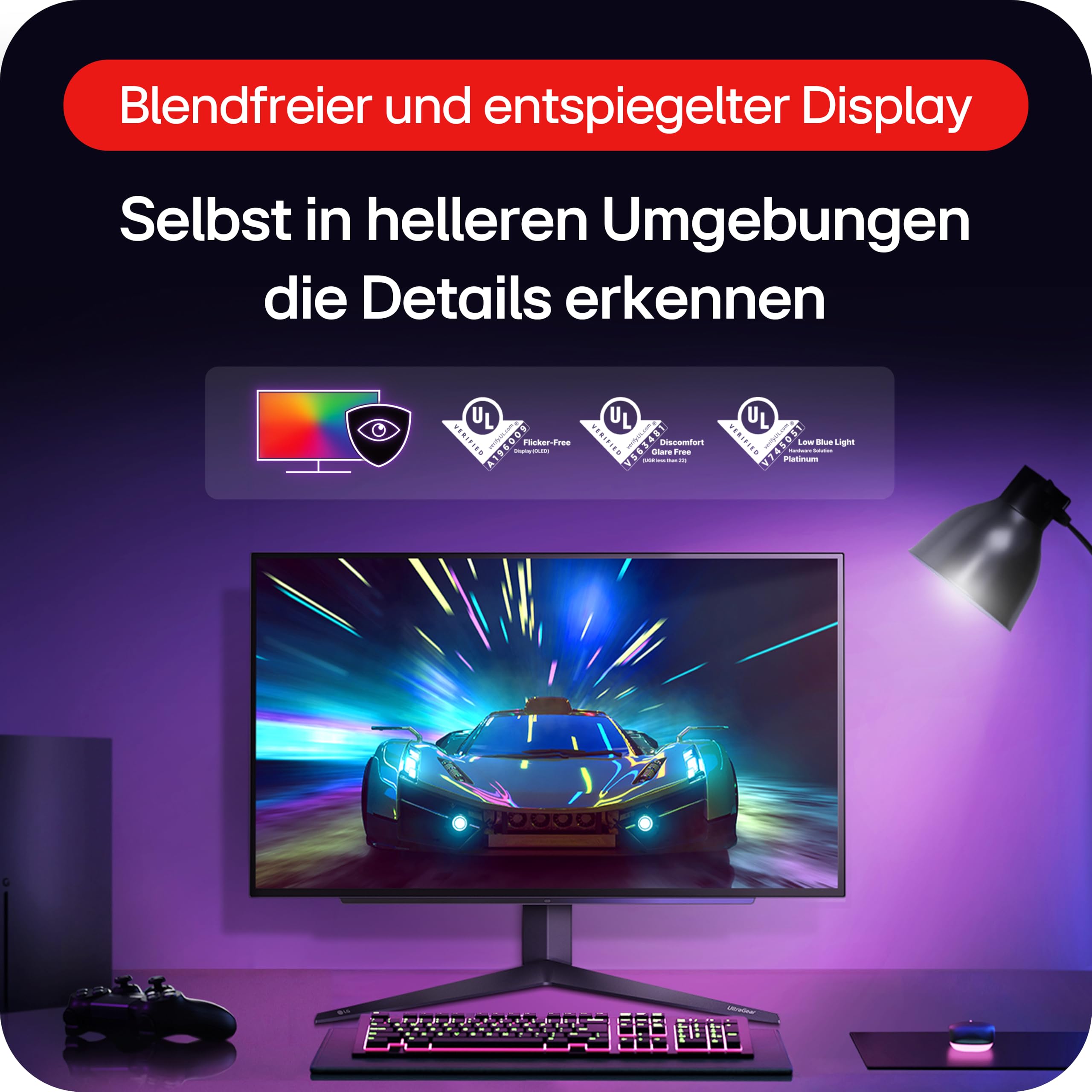 LG Electronics 27GS95QE-B.AEU Ultragear™ OLED Gaming Monitor 27", 2560 x 1440, 16:9, 0,03 ms GtG, 240 Hz, HDR10, DisplayHDR™400 True Black, DCI-P3 98,5%, NVIDIA G-Sync™, AMD FreeSync™ - Schwarz 8