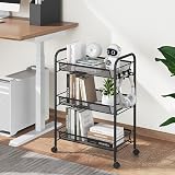 3-Tier Rolling Cart On Wheels Easy Assemble Storage Trolley Black view 6