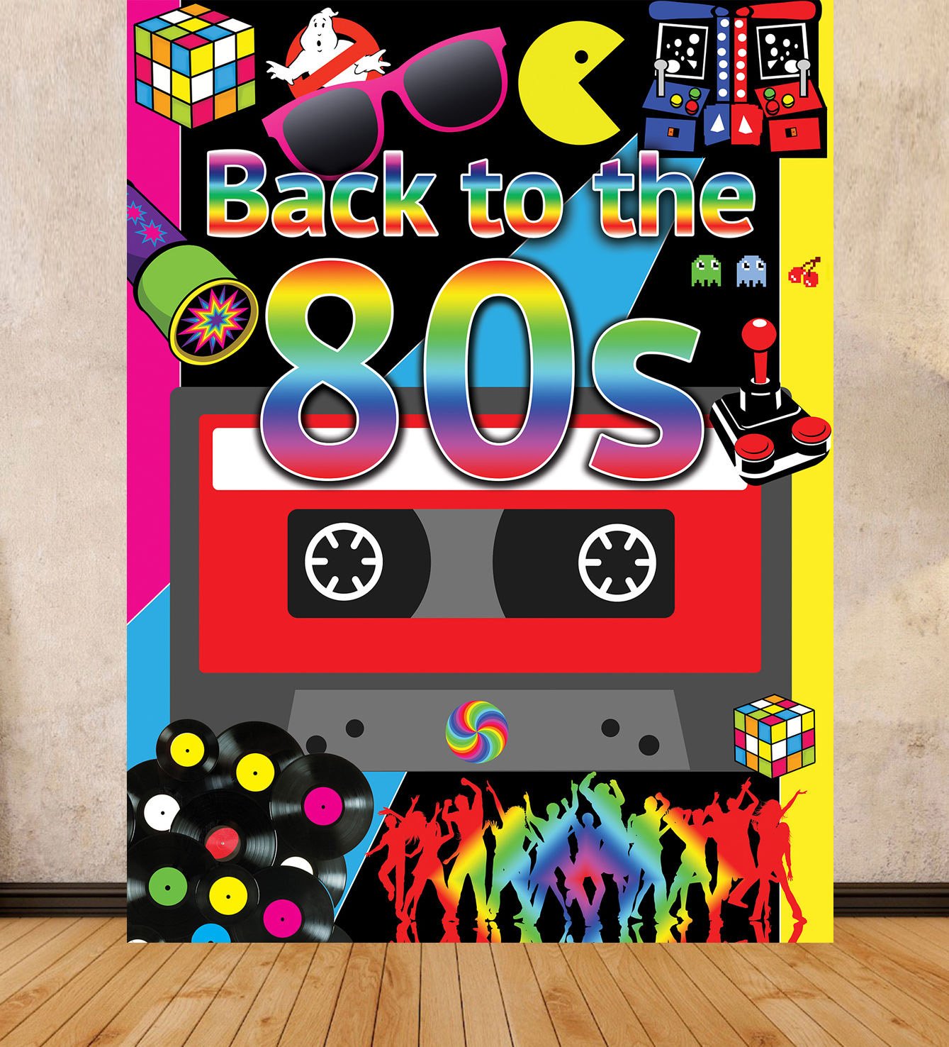Chicbanners Eighties 80's Music BACKGROUND BACKDROP LARGE PRINT 1.5m x 2m MAKES IMPACT