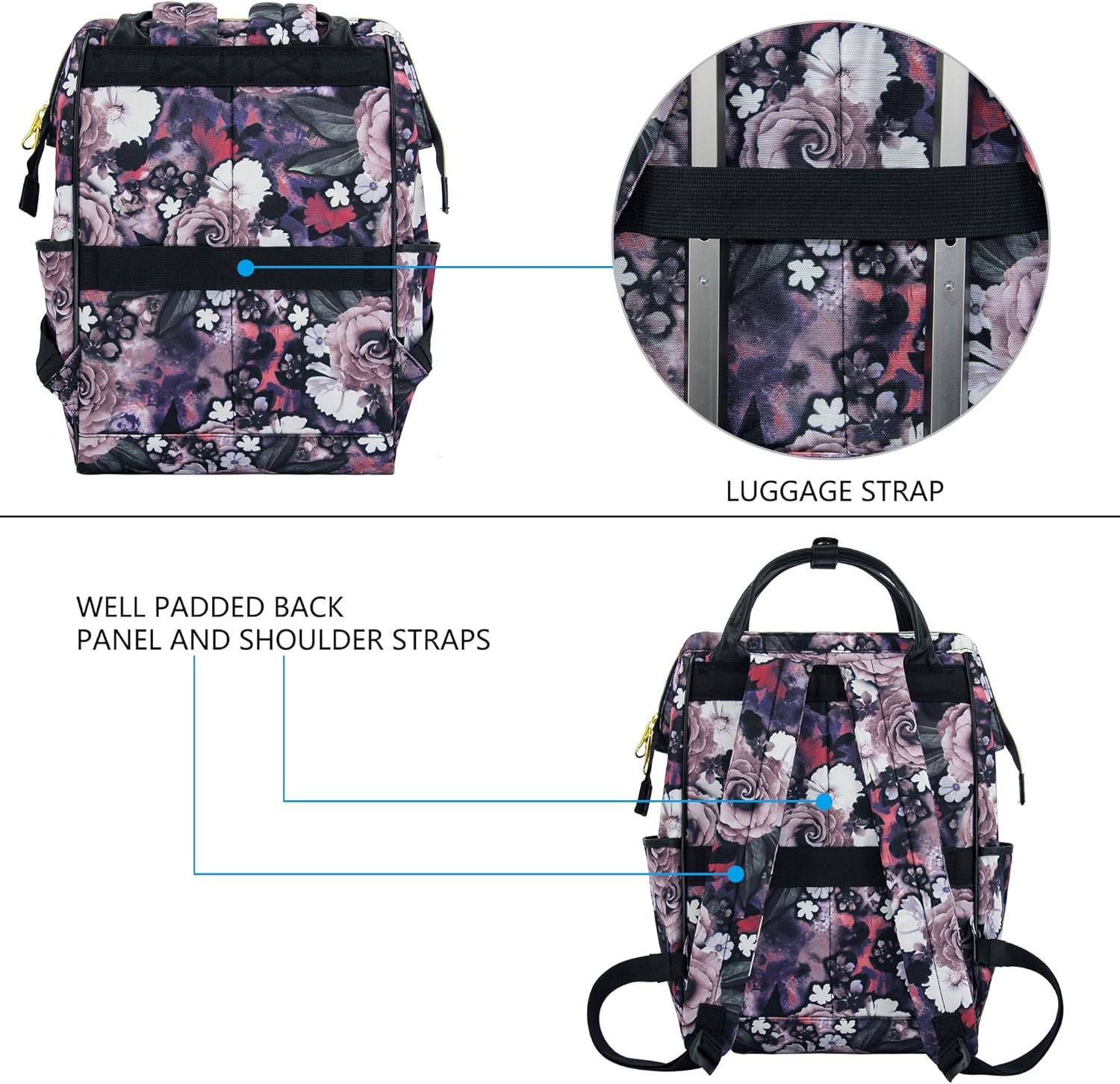KROSER Laptop Backpack 15.6 Inch Stylish College School Computer Backpack with USB Port Water-Repellent Casual Daypack Doctor Bag Travel Business Work Bag for Women/Girls-Rose Pattern: Computers & Accessories