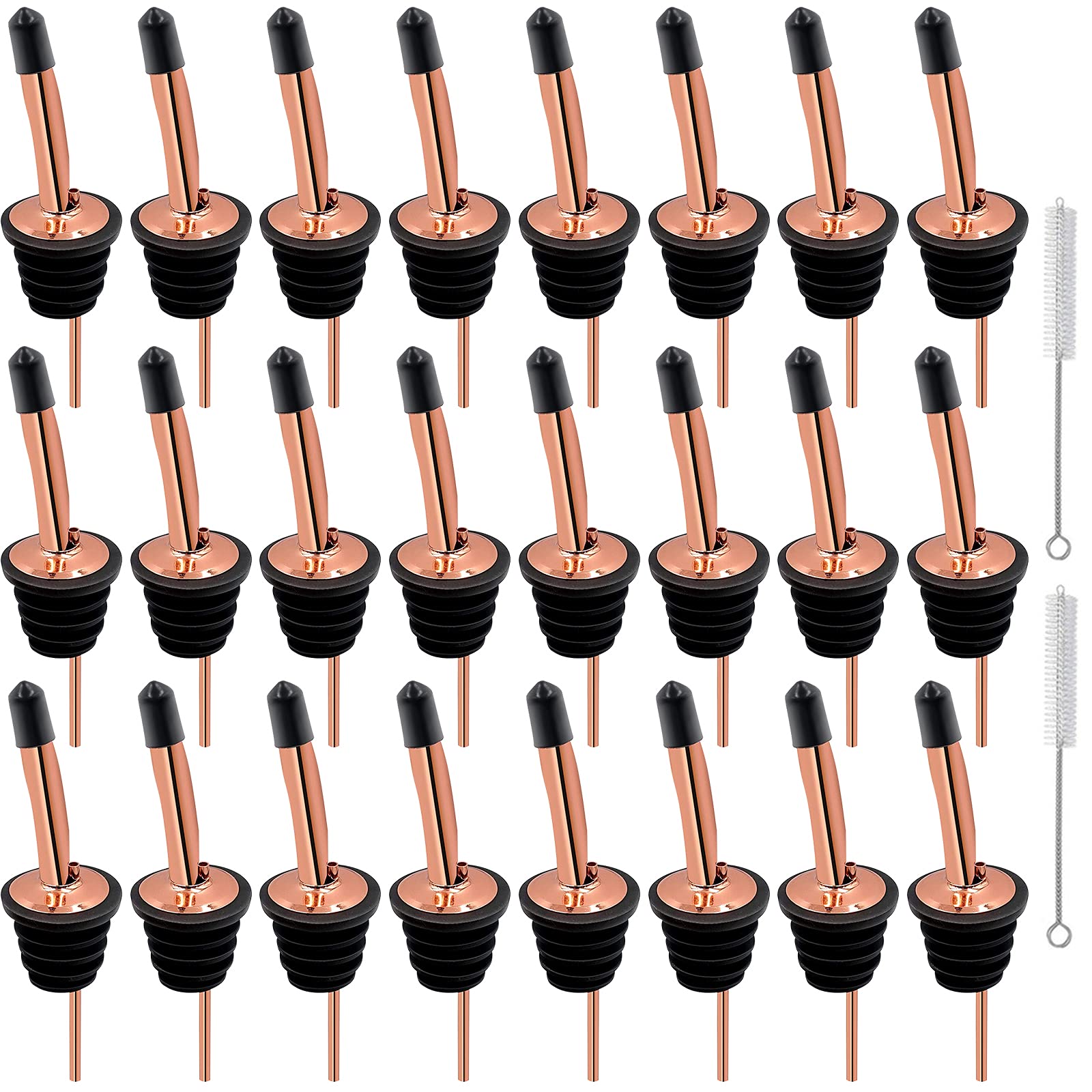 Bottle Pourers for Spirits Stainless Steel Freeflow Speed Liquor Pourer 24 Packs Classic Wine Tapered Spout Stopper Metal Alcohol Pouring Tube Set for Bar Club Restaurant Home (Copper)