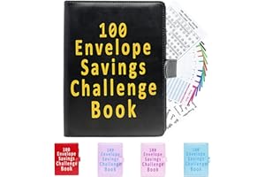 100 Envelope Savings Challenge Binder, PU Leather 100 Envelope Challenge Binder, with 12 Budget Sheets and 2 Purpose Stickers