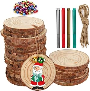 Colovis Unfinished Wood Slices, 25Pcs 2.4-2.8 Inches Natural Wooden Ornaments Wood Rounds Crafts for Kids DIY Arts Christmas Tree Ornament Gift Party Festival Home Decorations (25)