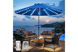 HOLITS Patio Umbrella Lights Cordless 120 LED Table Umbrella Lights with Remote Control Battery Operated Waterproof Parasol String Lights for 7-11 Feet Outdoor Backyard Beach Umbrella Décor (Cold White)