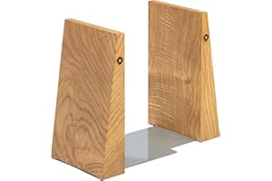 TILISMA Book Ends for Shelves - Handmade Wooden Bookends with Metal Base, Walnut Tree - Sturdy Book Holders for Bookshelves - Fancy Modern Decorative Bookends, Heavy Duty – Home Décor Accessories