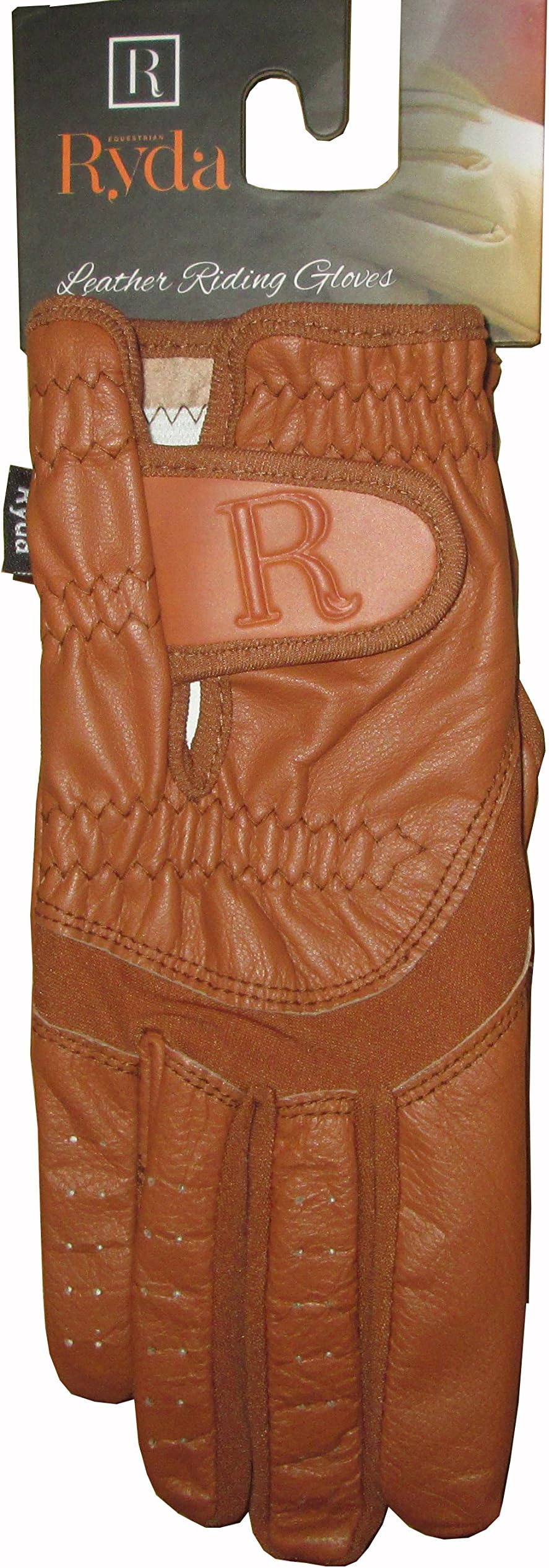 RydaComp Tan or Brown Ladies Leather Horse Riding Gloves