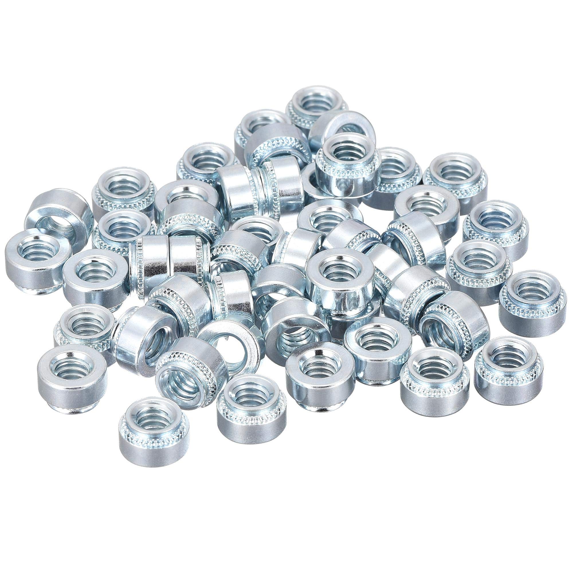 sourcing map Self -Clinching Nuts,1/4-20x5.59mm Carbon Steel Rivet Nut Fastener 100pcs