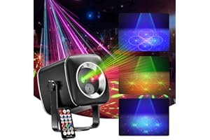 ATAEFR Mini DJ Party Lights with Remote, Christmas Projector Indoor Sound Activated Disco Strobe Light Aluminum Led Projector for Indoor Home Party Bar KTV Dance Birthday 32 RGB Patterns