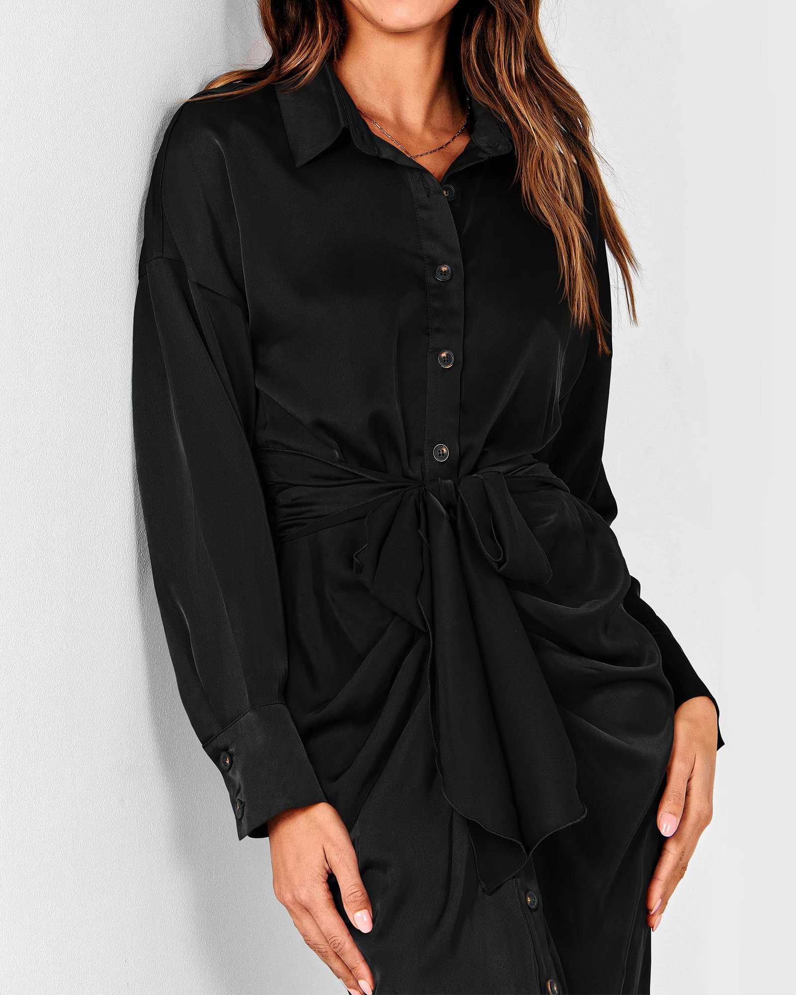 Belted Satin Maxi Dress
