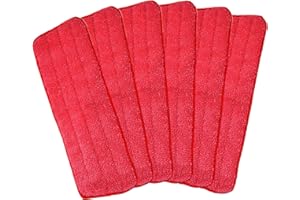 AILELAN Microfiber Replacement Mop Pad, 18 x 6 Wet & Dry Home & Commercial Cleaning Refills, Reusable Floor Mop Pads, 6 Pack (Red)…