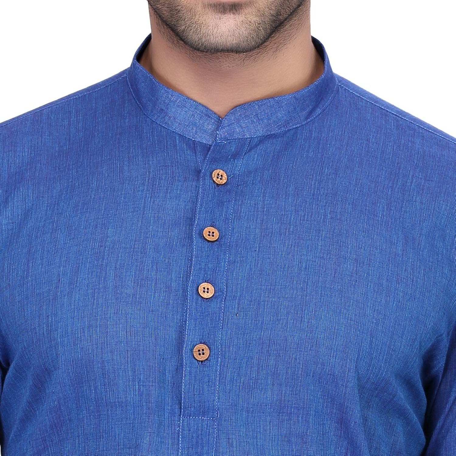 rg designers men's full sleeve short kurta avhandloomshort-blue