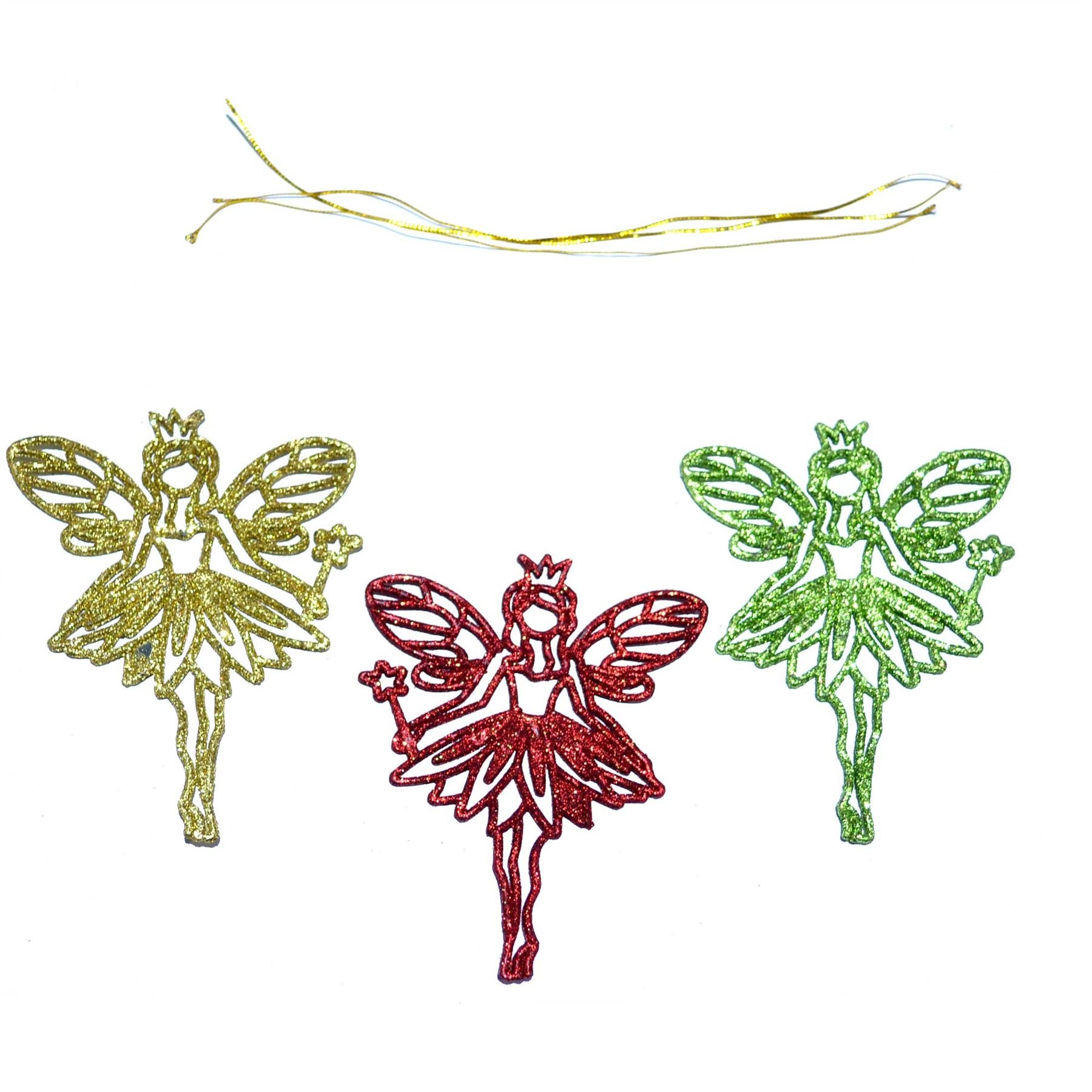 3pcs Glitter Angel Christmas Tree Decoration Xmas Party Hanging Ornament Decorations