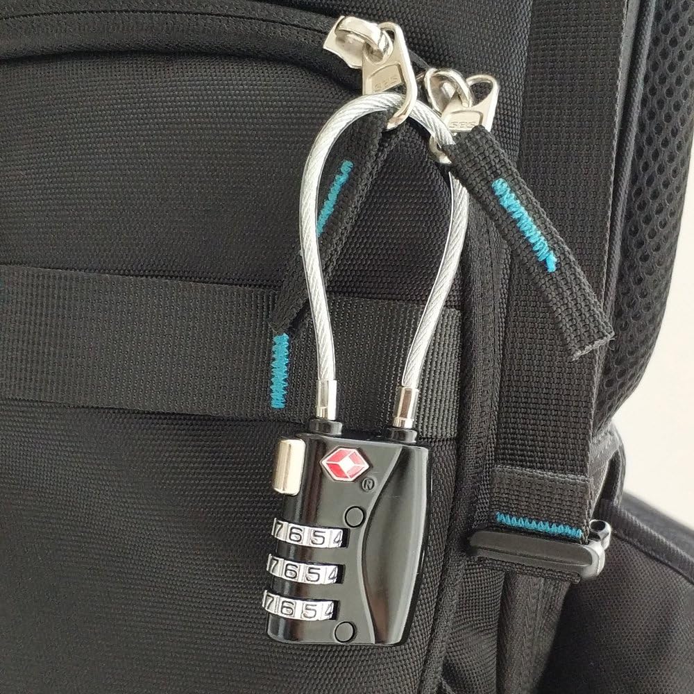 ZHEGE 2 Pack Luggage Locks, TSA Cable Travel Lock, Safe Padlock for Gym, School, Suitcases, Baggage, Small Cabinets, Computer Bags: Home Improvement