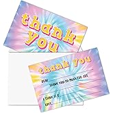 FTRZX Tie Dye Kids Thank You Cards, Colorful Thank You Card For Baby Shower Birthday Party, Kids Birthday Cards Fill In The Blank, 20 Pack Cute Greeting Cards With Envelopes For Boys And Girls, 011