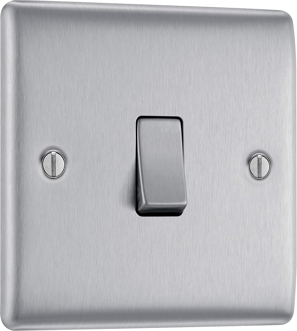 BG Electrical Nexus Metal 2 Way Light Switch Brushed Steel NBS12 Slim Profile