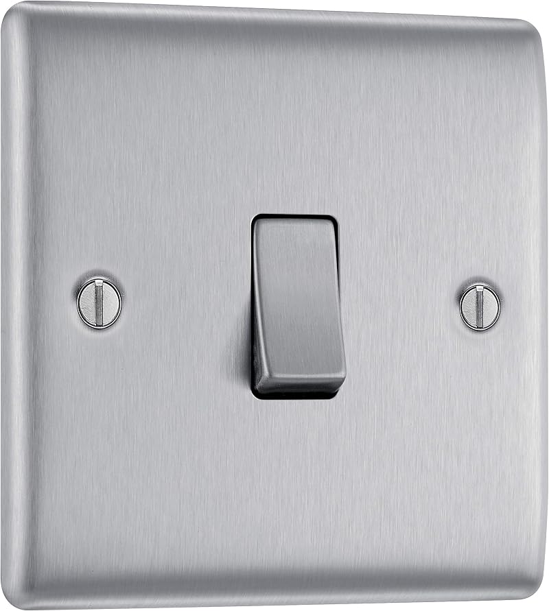 BG Electrical Nexus Metal 2 Way Light Switch Brushed Steel NBS12 Slim Profile