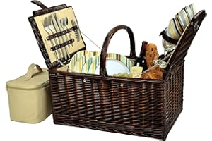 Picnic at Ascot Buckingham Willow Picnic Basket with Service for 4 - Santa Cruz