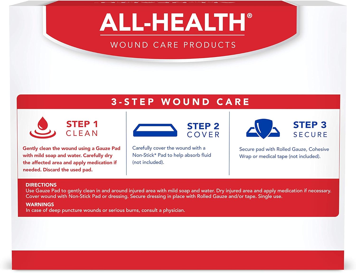 All Health Gauze Pads, 50 Pads, 3 X 3 | for Cleaning or Covering Wounds as Wound Dressing, Helps Prevent Infection: Health & Personal Care