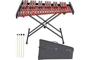 WONDERFUL DAY 37-Key Wooden Xylophone& Marimba Set with Adjustable Stand | Professional Glockenspiel Percussion Instrument Kit | Includes 2 Pairs of Mallets & Bag