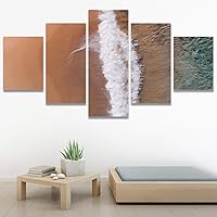 SIGNWIN 5 Panel Canvas Wall Art Beach Blue Coastal Cool Photography Relax/Calm for Home Decorations Ready to Hang - 60