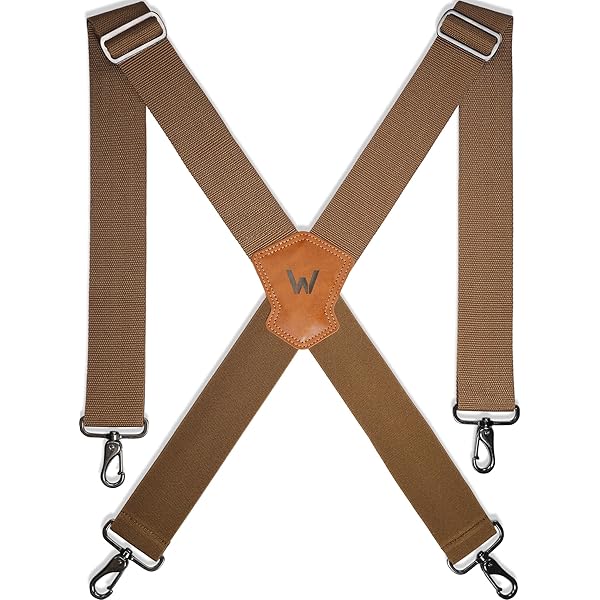 WELKINLAND Brown 2 inch wide suspenders, Heavy duty work
