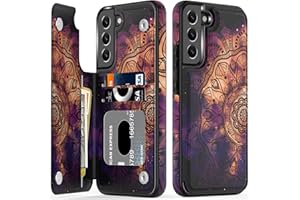 LETO Galaxy S23 Case,Luxury Flip Folio Leather Wallet Case Cover with Fashion Designs for Girls Women,Card Slots Kickstand,Protective Phone Case for Samsung Galaxy S23 6.1" Beautiful Henna