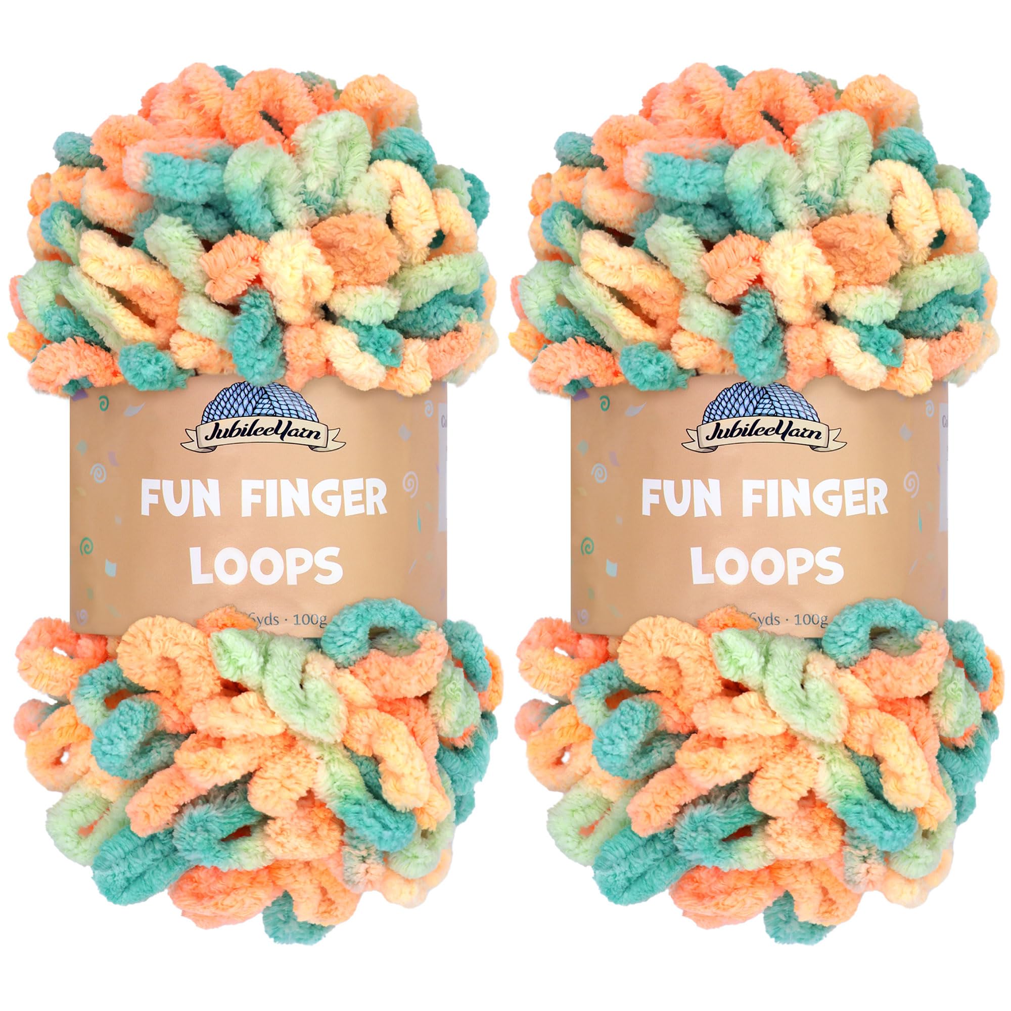 JubileeYarn Fun Finger Loops Yarn - Polyester Jumbo Weight Loop Yarn - 100g/Skein - Eiar - 2 Skeins