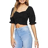 Forever 21 Womens Ruched Eyelet Crop Top