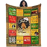 IWADNYI Black Nurse Gifts for Women, Black Nurse Blanket 60"X50", Nurses Graduation Gift, Nurses Appreciation Gifts, African American Nurse's Throw Blanket