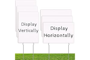 GUFJUCH 6pcs Blank Yard Signs With Metal Stakes, Vertical & Horizontal White Corrugated Plastic For Yard Estate Garage Sale, Birthday Party, Diy Outdoor Lawn Ground Sign Double Sided 17x12''
